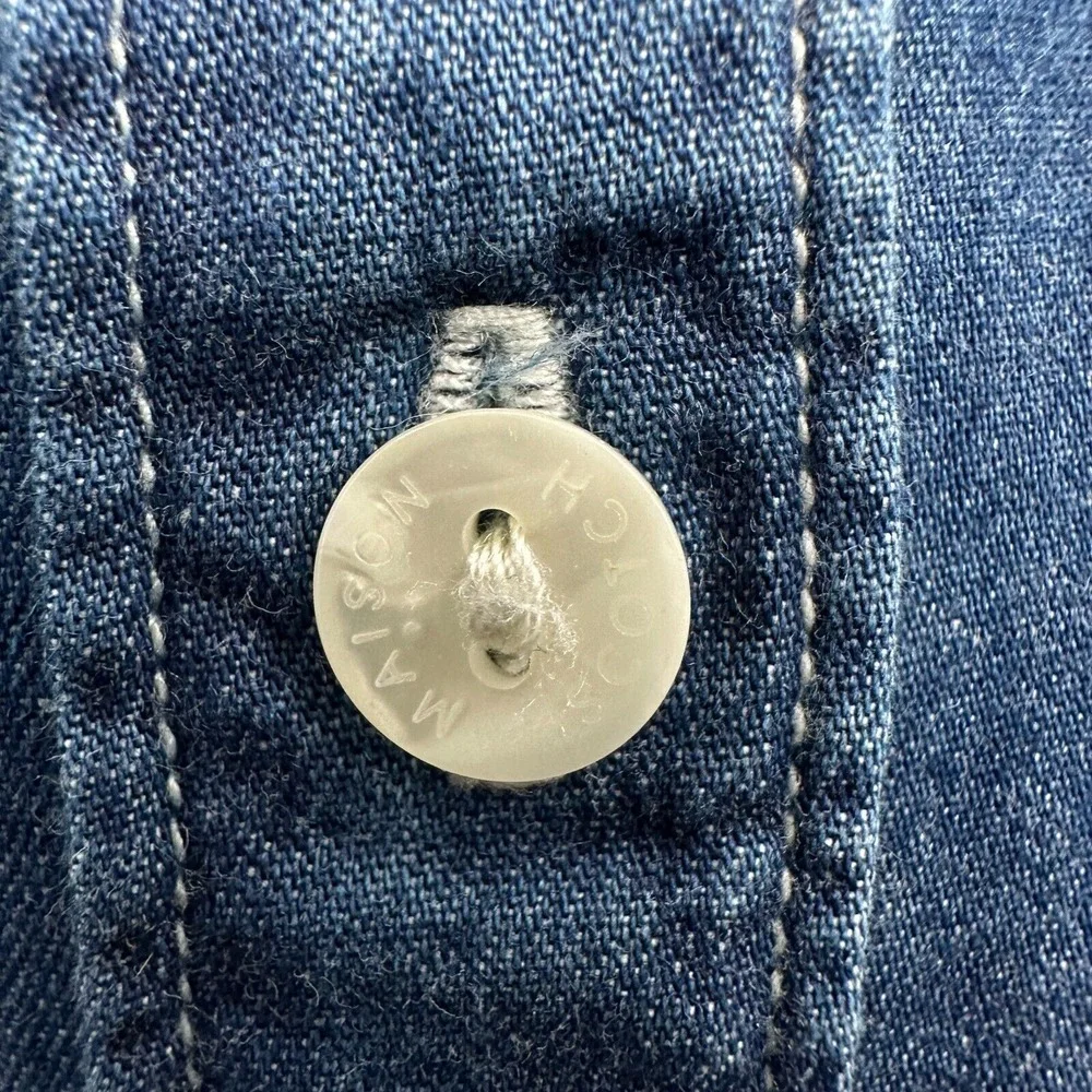 Maison Scotch Top Shirt Blouse Size 3‎ Large Blue Denim Long Sleeve Button Up - Picture 9 of 16